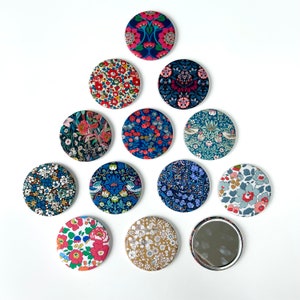 Liberty of London fabric covered pocket mirror - 13 prints available- compact hand bridesmaid gift wedding favour maid of honour