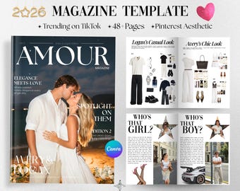 Benutzerdefinierte Paar Magazin Vorlage | Bearbeitbare Canva Vorlage | Romantisches Geschenk | Personalisierte Liebesgeschichte Andenken | Beziehungsgeschenk