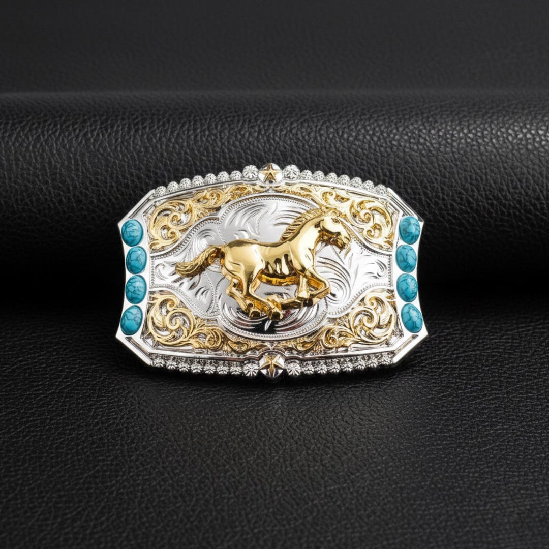 Western Running Horse Belt Buckle Silver Tone Cowboy Rodeo,  TM2B1A Running Horse Belt Buckle – Antique Western Cowboy Style - Etsy main image 4
