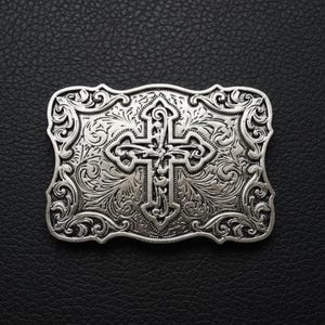 Western Cowgirl Belt Buckle USA Flag Floral Metal Cowgirl Belt Buckle: Floral Engraved Western Rodeo Accessory  main image 3