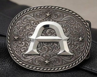Monogram Belt Buckle A-Z, Western Initial Letter Buckle  display picture 2