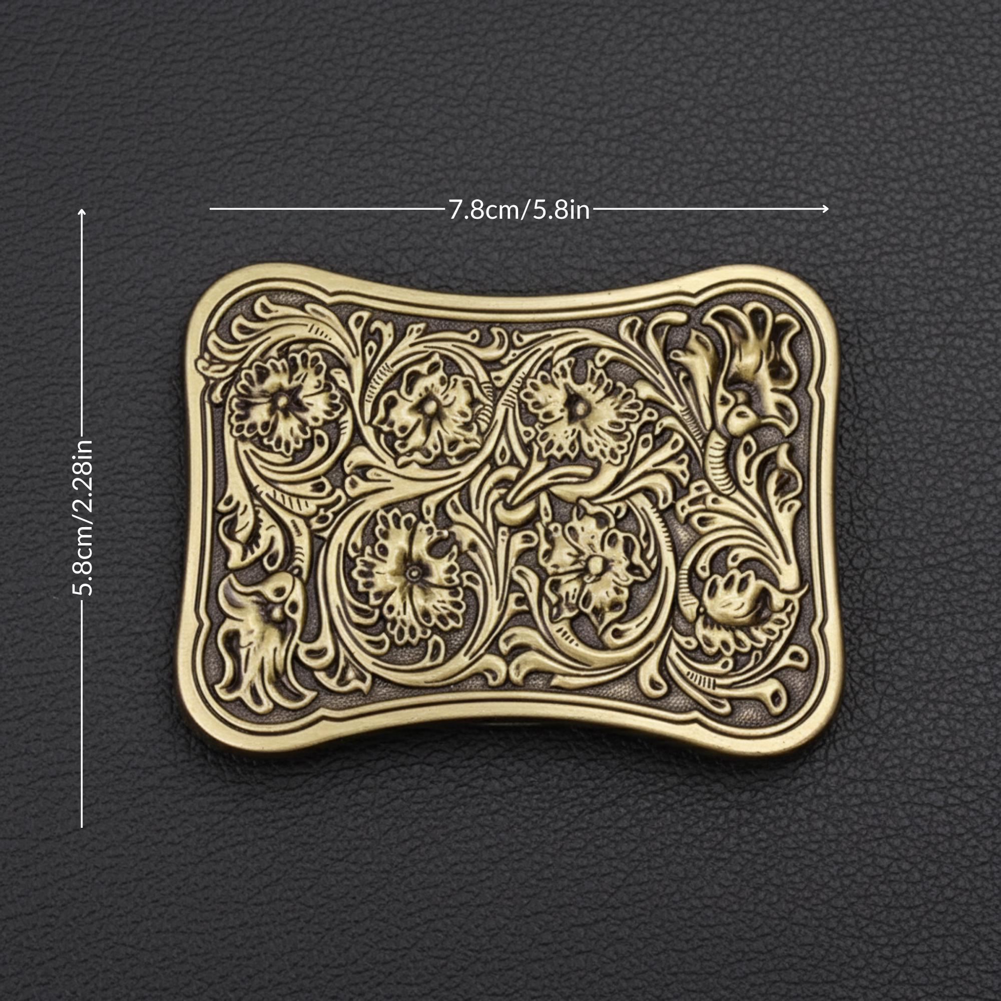 Gold Buckle Western Cowgirl Belt with Floral Pattern Girls Brown Floral Tooled Design Pink Cross Stitched Inlay 1  main image 3