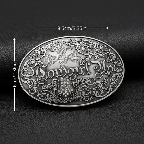 New Cowgirl Up Western Cross Belt Buckle Silver Rhinestone Country Rodeo Bling Antiqued Silver Cowgirl Belt Buckle: Rhinestone Cross  main image 3