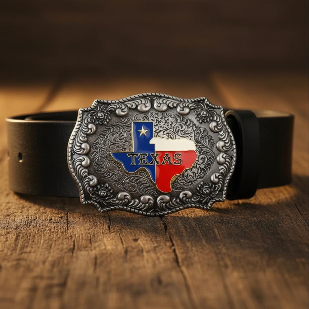 Texas Belt Buckle, Antique Silver Finish, Detailed  display picture 2