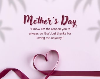 Tarjeta imprimible para el Día de la Madre / Tarjeta de felicitación floral para mamá / Descarga instantánea