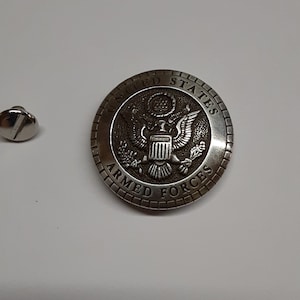 United States Armed Forces Screw Back Concho, 1-1/4 Inch Round Screw Back Concho, Silver Tone Concho, Military Concho