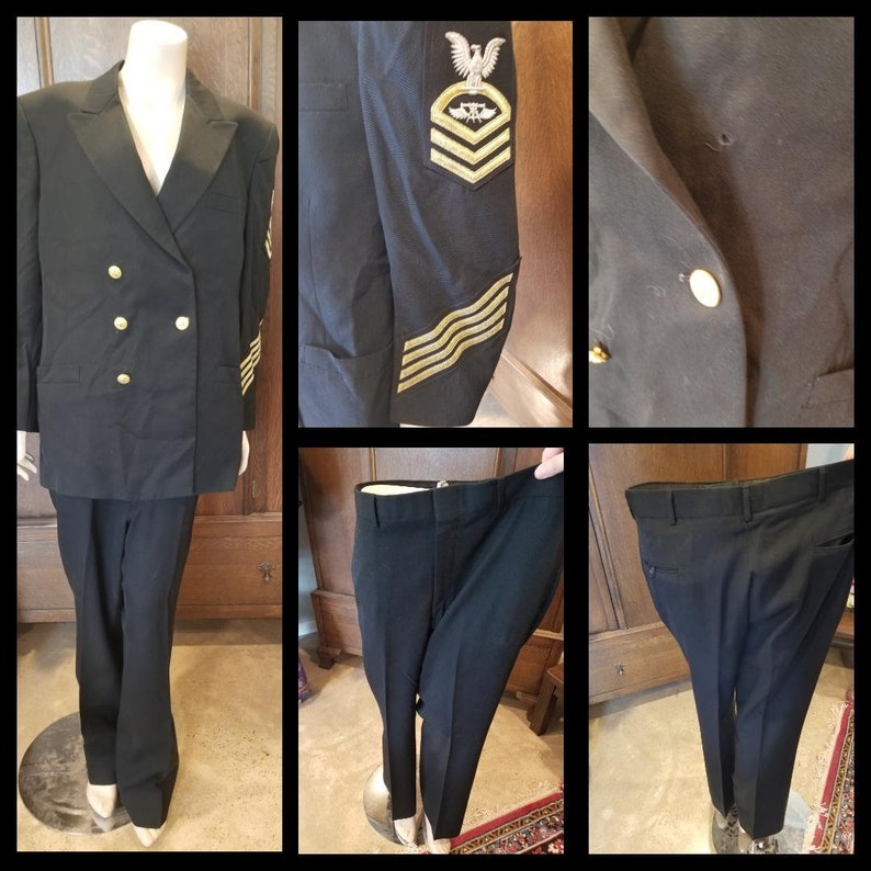 Vintage Naval Dress Blue Uniforms Neckerchief Aviation Fire Etsy