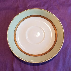 Fitz and FLoyd Renaissance Mint Green Saucer for Flat Cream Soup and Saucer Set