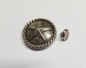 Star Screw Back Concho Antique Silver 1-1/4