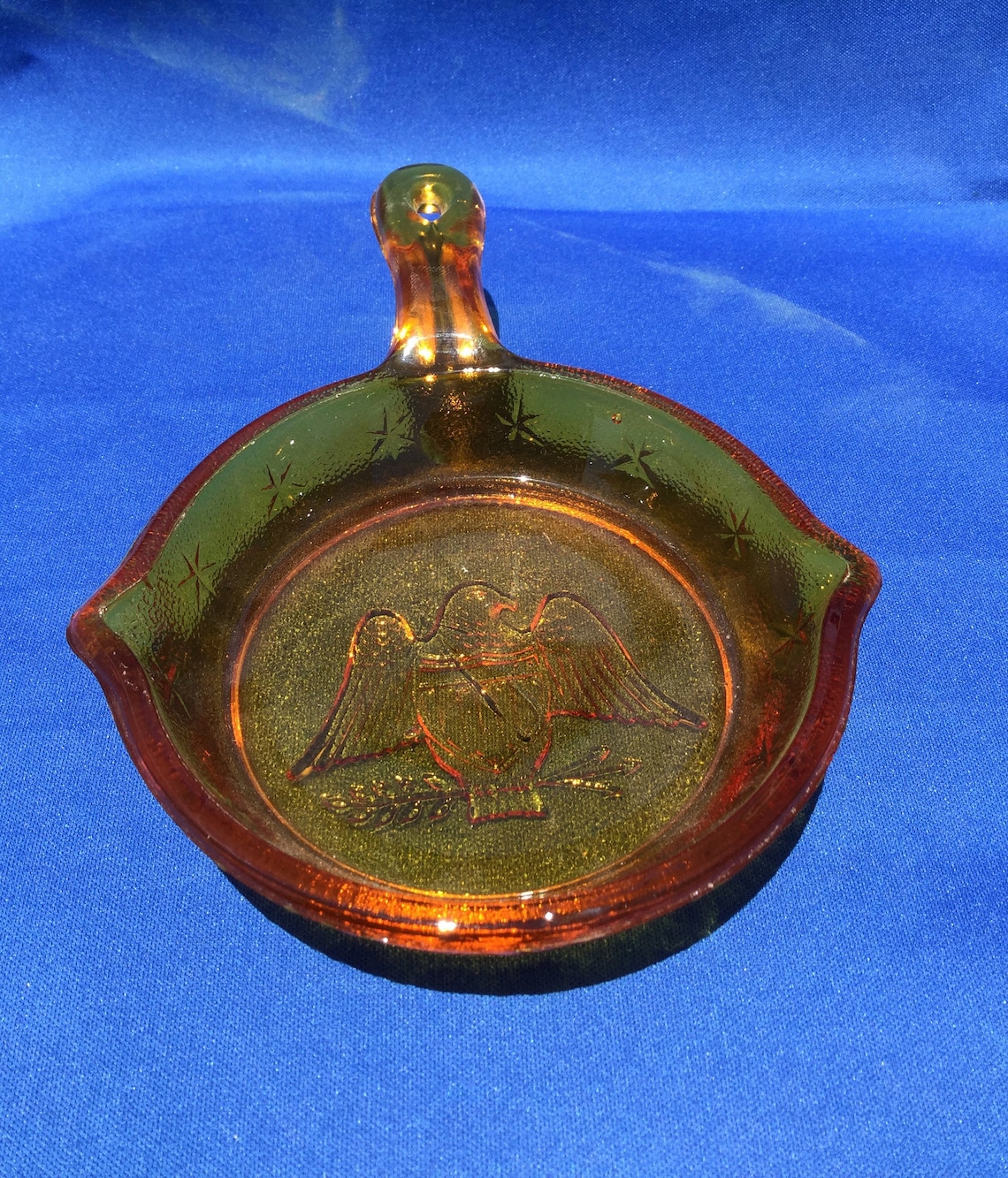 Amber Glass Ashtray American Eagle Skillet Amber Glass Eagle Etsy