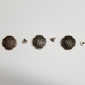Celtic Maltese Cross concho in Copper, Silver or Antique Brass, Round Concho, Celtic Concho, Conchos, Cross Concho