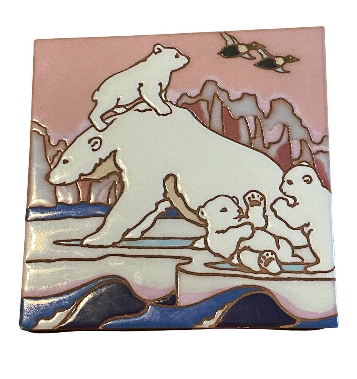 Polar Bear Decorative Ceramic Wall Art Tile 8x8 