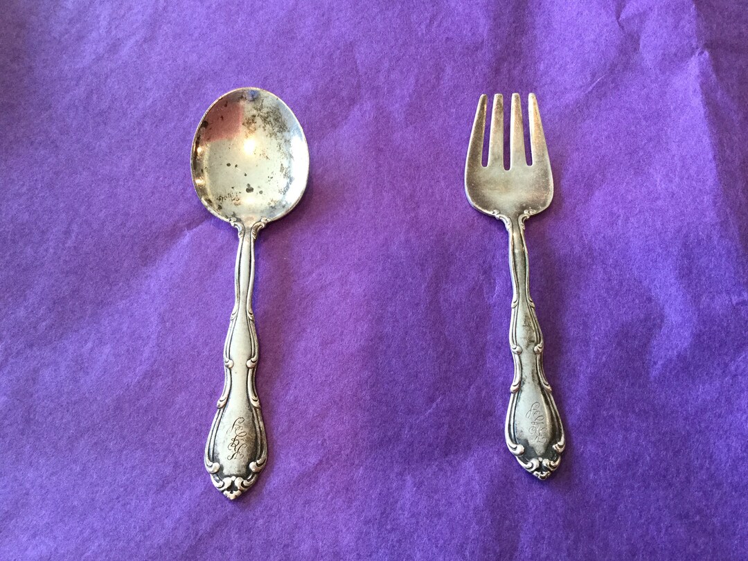 Sterling Silver Childrens Fork and Spoon Set, Towle Sterling, Fontana