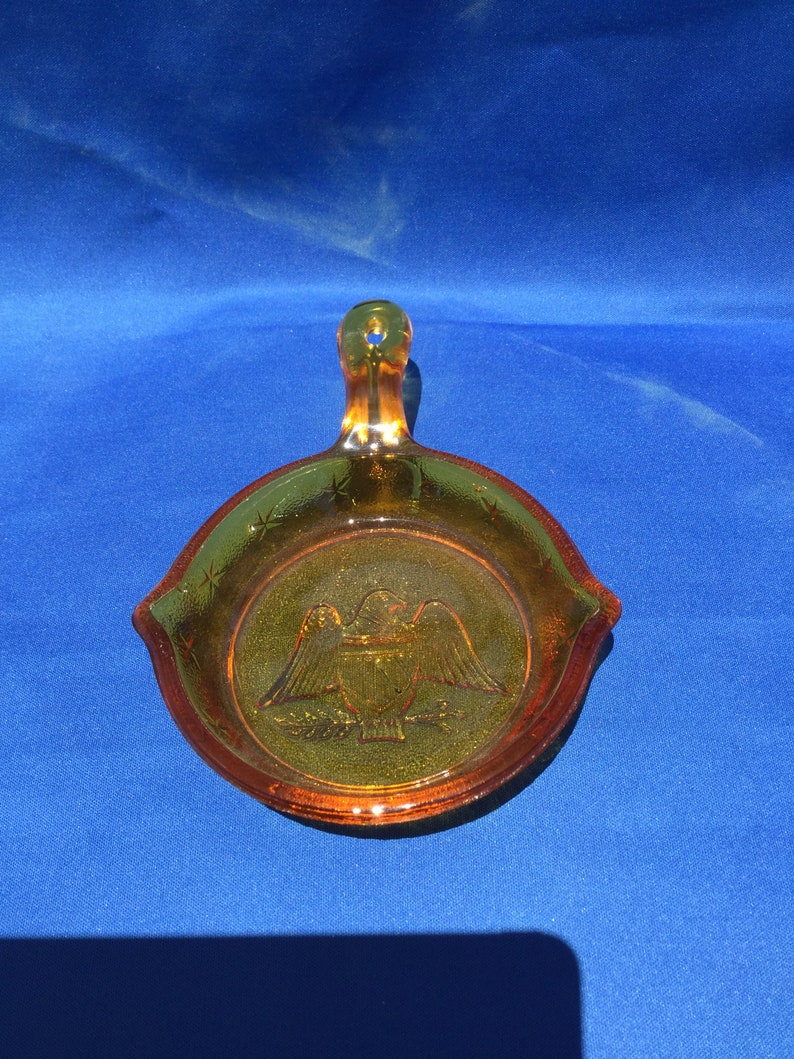 Amber Glass Ashtray American Eagle Skillet Amber Glass Eagle Etsy
