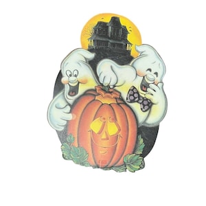 Beistle Halloween Die Cut Ghosts Pumpkin Haunted House 1983 VTG Double Sided