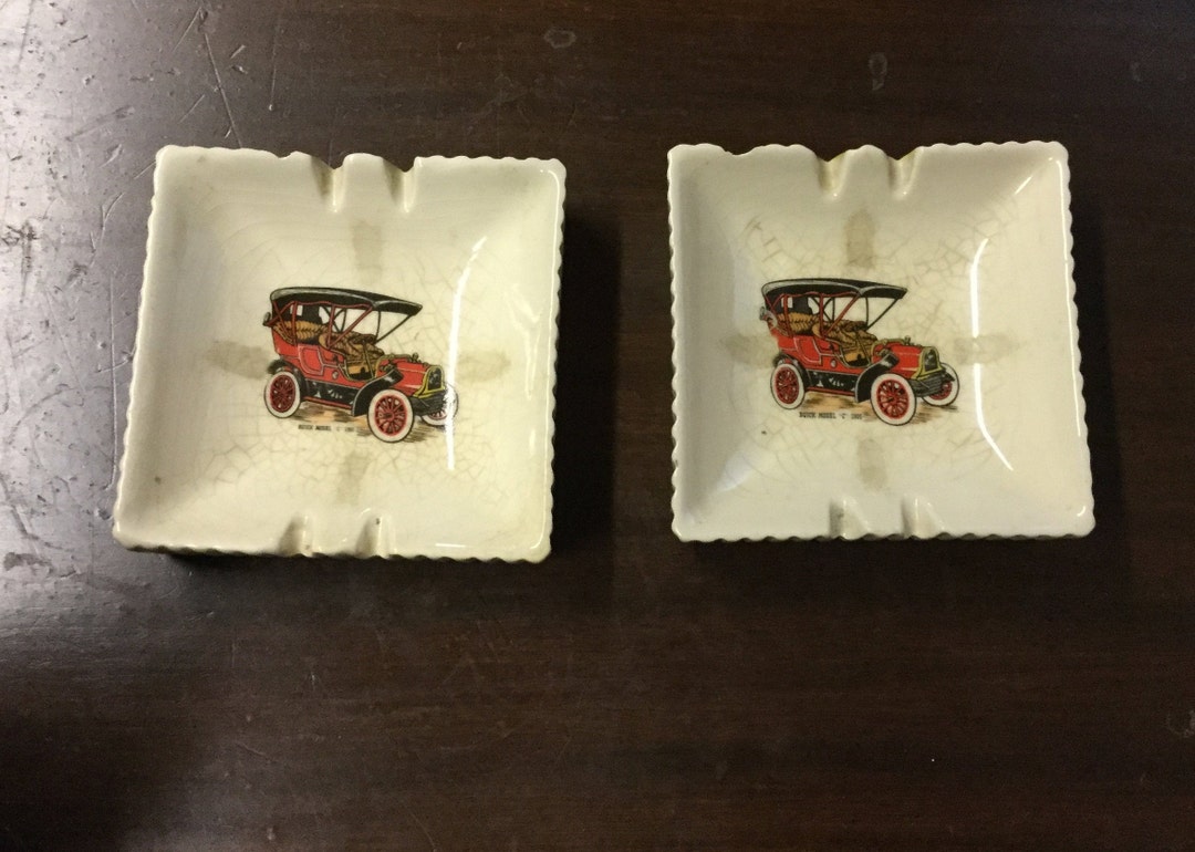 Two Hyalyn Classic Car Ashtrays Car Ashtray Classic Car Etsy