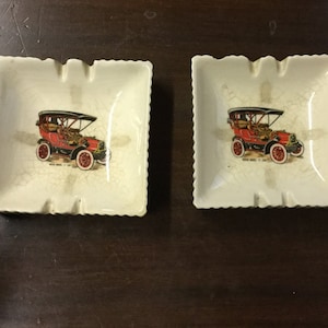Two Hyalyn Classic Car Ashtrays - Car Ashtray - Classic Car Ashtray - Buick Model C Ashtray