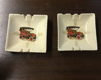 Two Hyalyn Classic Car Ashtrays - Car Ashtray - Classic Car Ashtray - Buick Model C Ashtray
