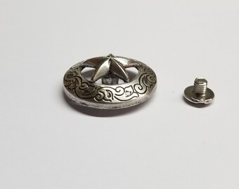 Antique Silver Finish 3-D Star Conchos, Concho, Silver Star