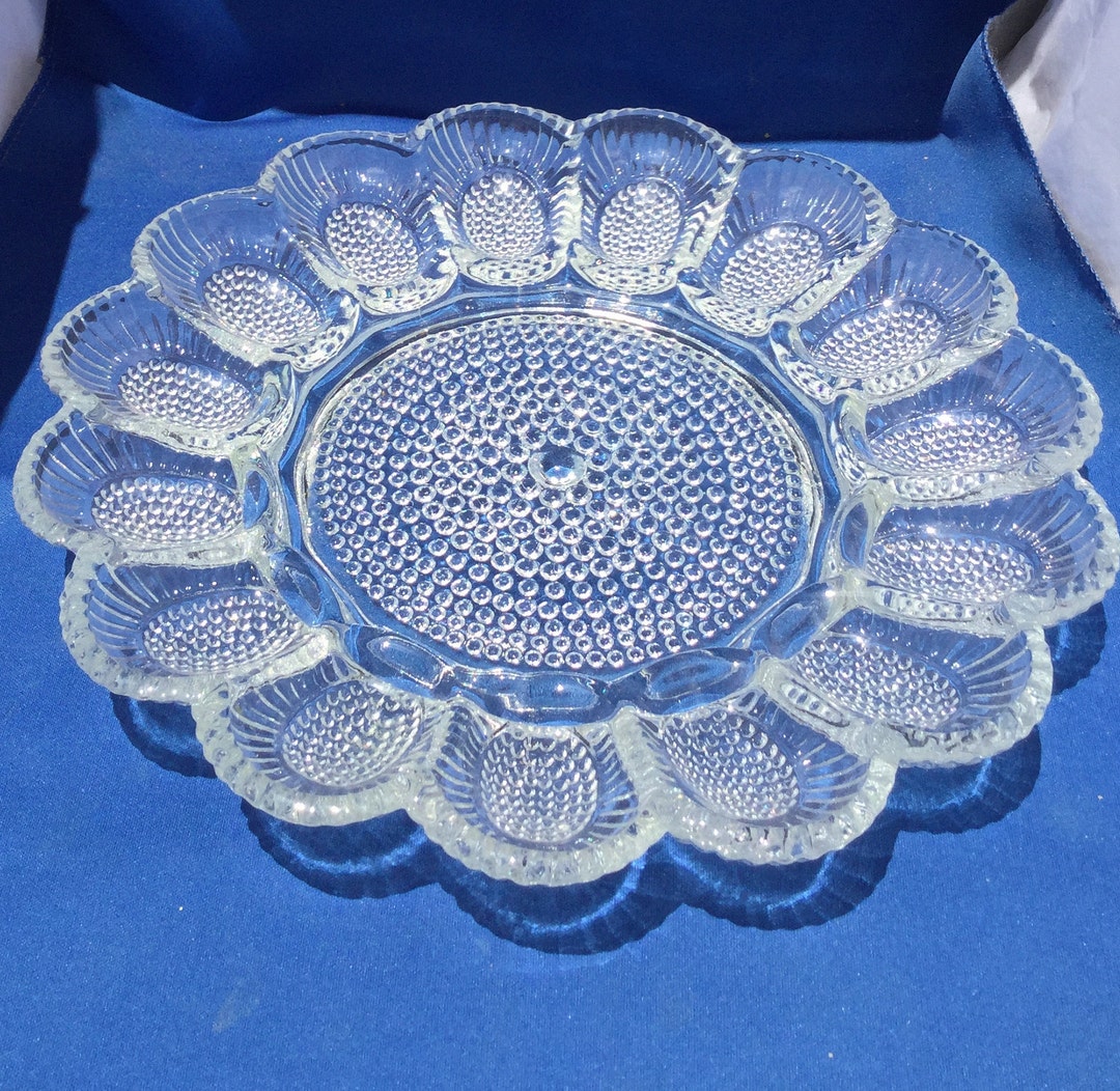 Deviled Egg Plate Hobnail Glass Egg Plate Indiana Glass Egg Plate 1960s