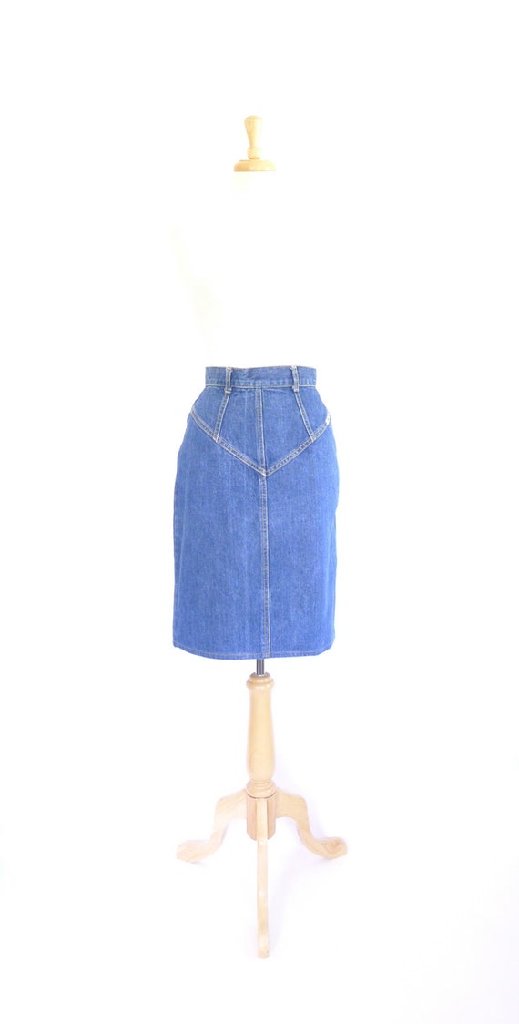 Vintage 80s Denim Pencil Skirt 28 Goldie