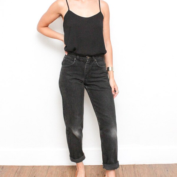 vintage high waisted black jeans 26