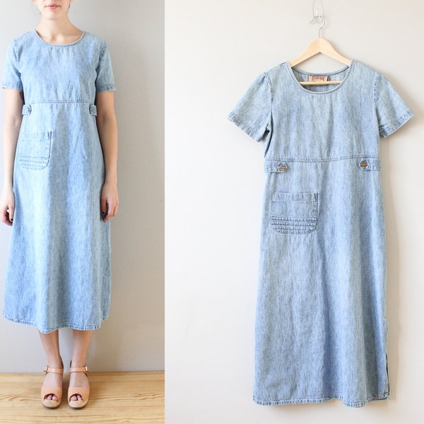 vintage 90s short sleeve denim dress small