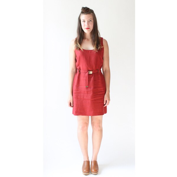 vintage 90s red linen dress