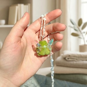 A winged frog pendant, a whimsical goblincore necklace image 2