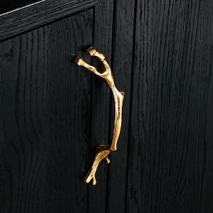 Organic Branch Brass Pulls ,Nature-Inspired Cabinet Handles,Boho Gold Hardware
