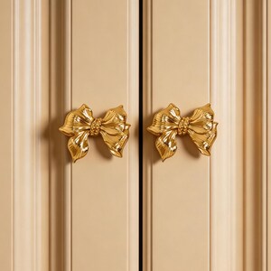 Puxador de guarda-roupa em latão maciço com laço, puxador de gaveta para armário e guarda-roupa.