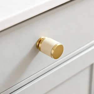 Bouton de tiroir en cuir brossé, boutons en cuir véritable blanc, poignée cylindrique