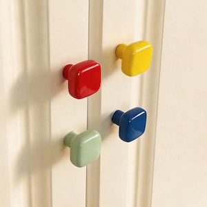 Colorful Dopamine Square Cabinet Knob, Small Cube Button Drawer Knob