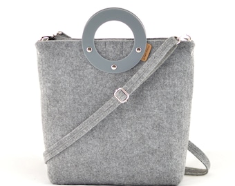 Gray minimalist purse, Felt Purse, crossbody purse, Felt Bag with plexiglass handles, Gray minimalist handbag, gift for her