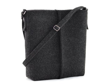 Crossbody purse, Charcoal minimalist felt handbag, Medium Size Felt Bag, handbag, anthracite shopping bag, shoulder bag, minimalist handbag,