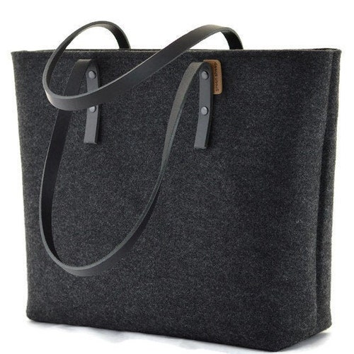 Felt Shoulder Bag Wool Felt Handbag for Women. Leather and - Etsy