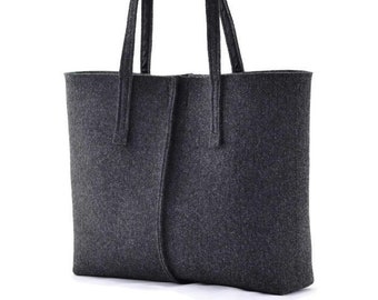 Charcoal minimalist felt handbag, Tote big Size Felt Bag, handbag felted modern, anthracite shopping bag, shoulder bag, minimalist handbag,