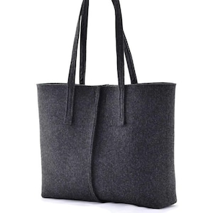 Charcoal minimalist felt handbag, Tote big Size Felt Bag, handbag felted modern, anthracite shopping bag, shoulder bag, minimalist handbag,