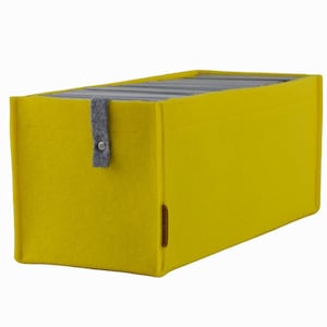 felt basket for CDs, CD storage box, minimalist CD organiser with a strap, Ikea kallax expedit, housewarming gift