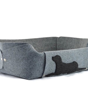 Dog Bed with a pillow, Felt Dog House, Dog Lover Gift, Room Decor, Gray, Charcoal, Anthracite, cosy puppy bed, gift for a dog image 5