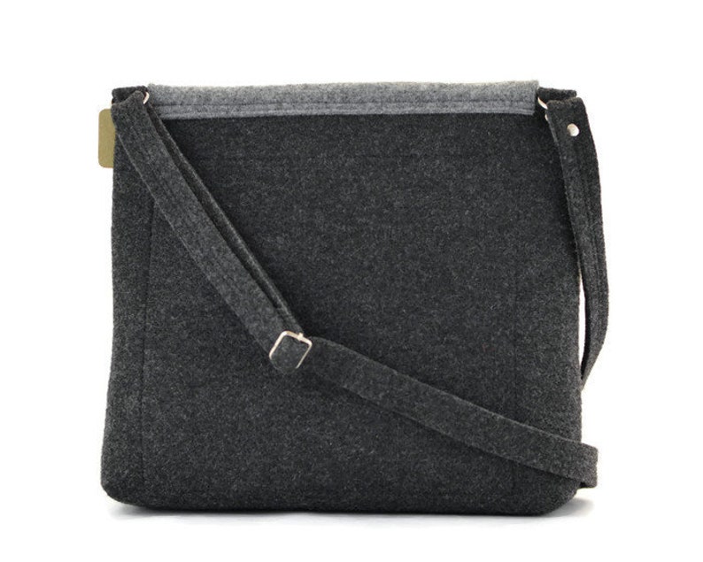 Crossbody Felt Messenger Bag Medium Size Gray Felted Handbag Etsy