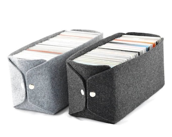 CD storage box, felt storage box, minimalist CD box, scandinavian box, gray CD box, gray felt box, felt box, housewarming, gift for him