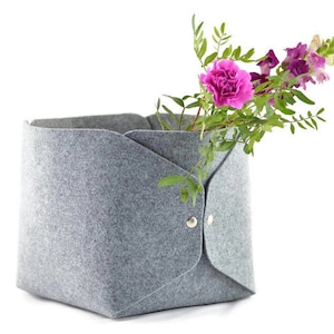 Scandinavian storage basket, large felt storage basket, housewarming gift, felt bin, storage box, toy storage box, gray felt storage