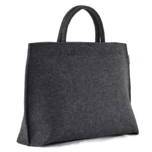 Gray Large Felt Bag With Handles Minimalist Zipper Closure - Etsy