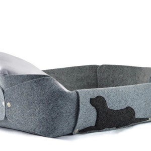 Dog Bed with a pillow, Felt Dog House, Dog Lover Gift, Room Decor, Gray, Charcoal, Anthracite, cosy puppy bed, gift for a dog image 1