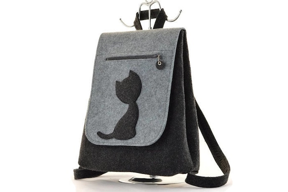grey felt backpack