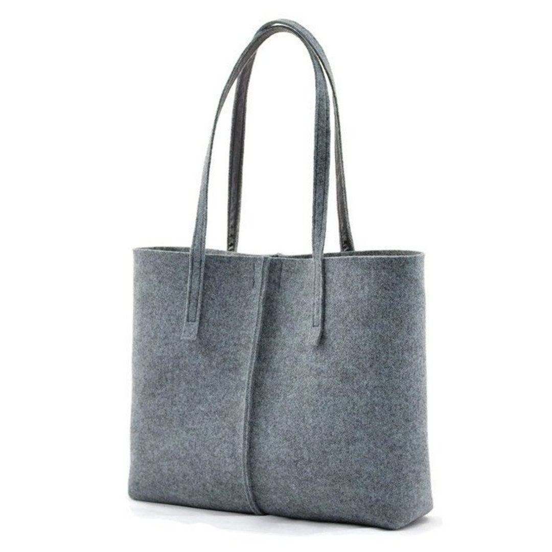 Gray Minimalist Felt Handbag Tote Big Size Felt Bag Handbag - Etsy
