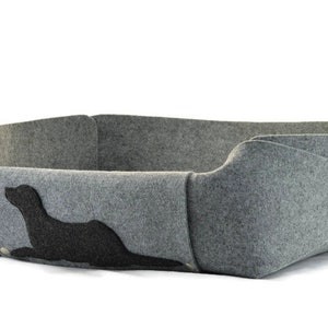 Dog Bed with a pillow, Felt Dog House, Dog Lover Gift, Room Decor, Gray, Charcoal, Anthracite, cosy puppy bed, gift for a dog image 2