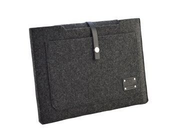 Housse en feutre pour ordinateur portable, pochette pour ordinateur portable en laine personnalisée, jolie housse pour ordinateur portable MacBook, enveloppe pour ordinateur portable en feutre gris, toutes les tailles possibles