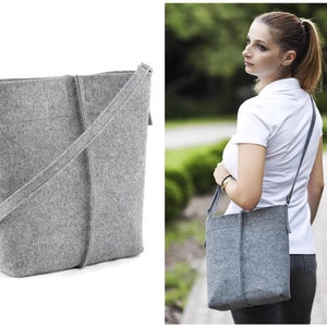 Crossbody purse, Grey Felt Minimalist Handbag, Grey felt purse, handmade purse, minimalist purse, modern purse, gray purse, gray crossbody